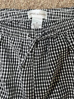 LADIES SIZE 1X DRAPERS & DAMONS PULL ON BLACK WHITE GINGHAM WIDE LEG PANTS